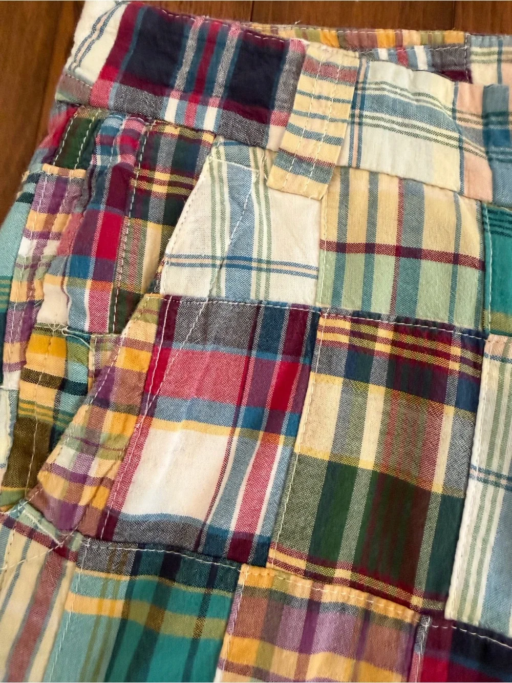 J. Crew Factory Madras Patchwork Plaid Cropped Pants - Picture 5 of 9